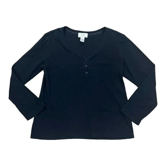 Oscar de la Renta Tops - Oscar de la Renta Black Activewear Long Sleeve Tee L